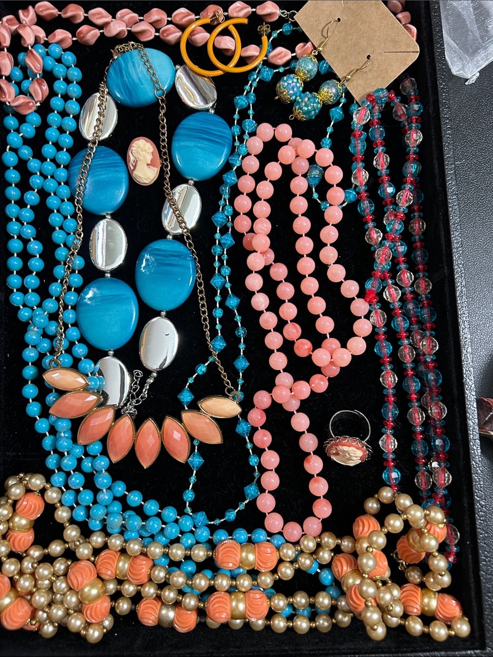 Assorted Pink and Turquoise Women’s Beaded Necklace Set